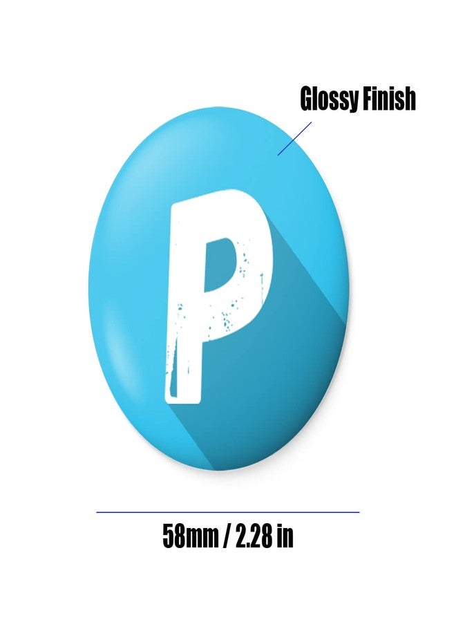 التر إيغو شارة زر حرفية من الأبجدية من alterEgo مع دبوس أمان في الخلف (قطر 58 مم) (P) - Image 2